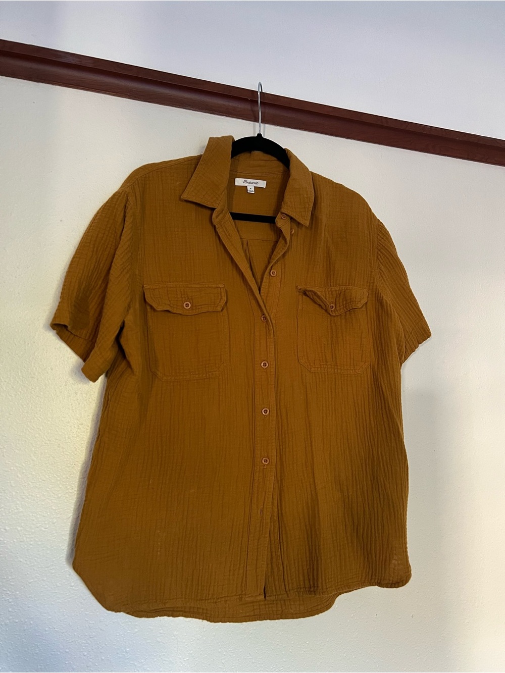 Cloud Short-Sleeve Button-Up Shirt in Mustard by Madewell
